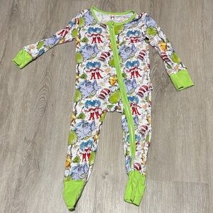 Bambs Bamboo Dr. Seuss Footie with Playful Characters - Green and Multicolor